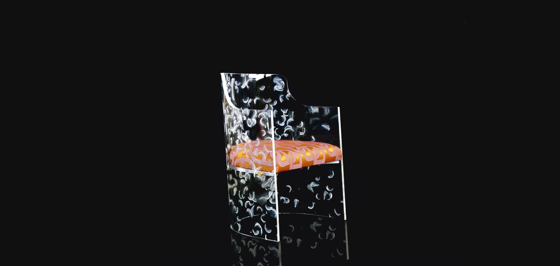 Acrylic glass chair formed with a vacuum press 